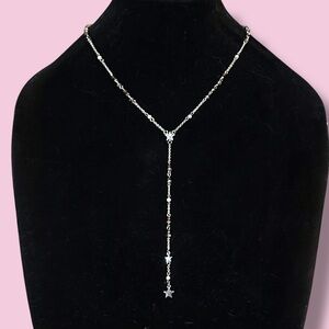 Lonna & Lily silver tone stars and station bead Y chain necklace